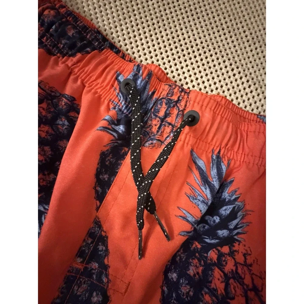 OCEAN CURRENT Swim Trunks L/XL Men Large Pineapple Orange Pink Shorts Lined Mesh